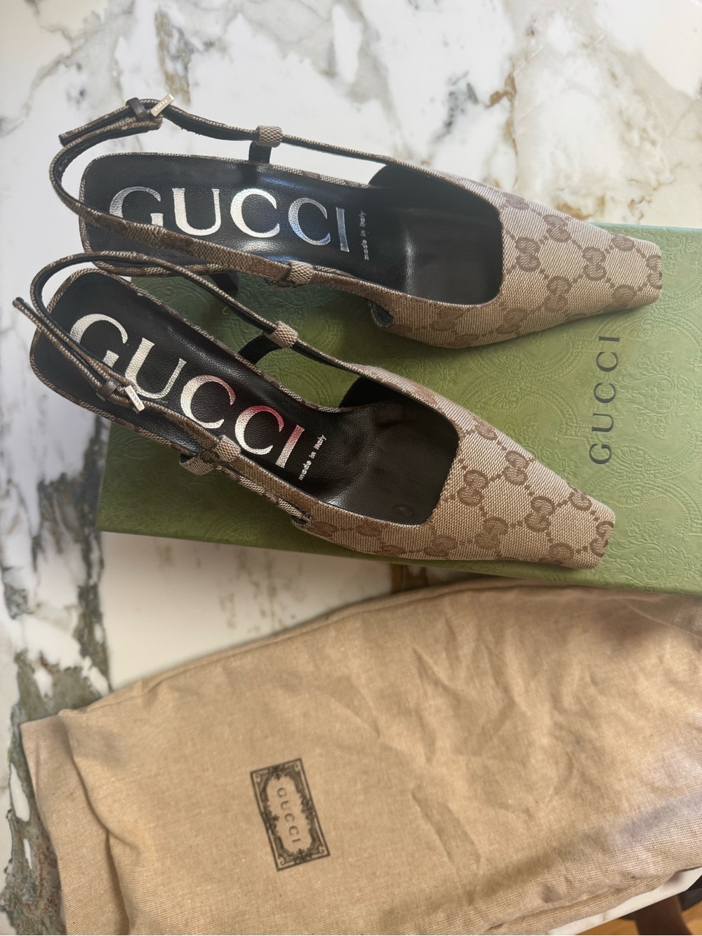 Gucci GG pointed toe sling backs size 5.5 Worn once! - Picture 2 of 10